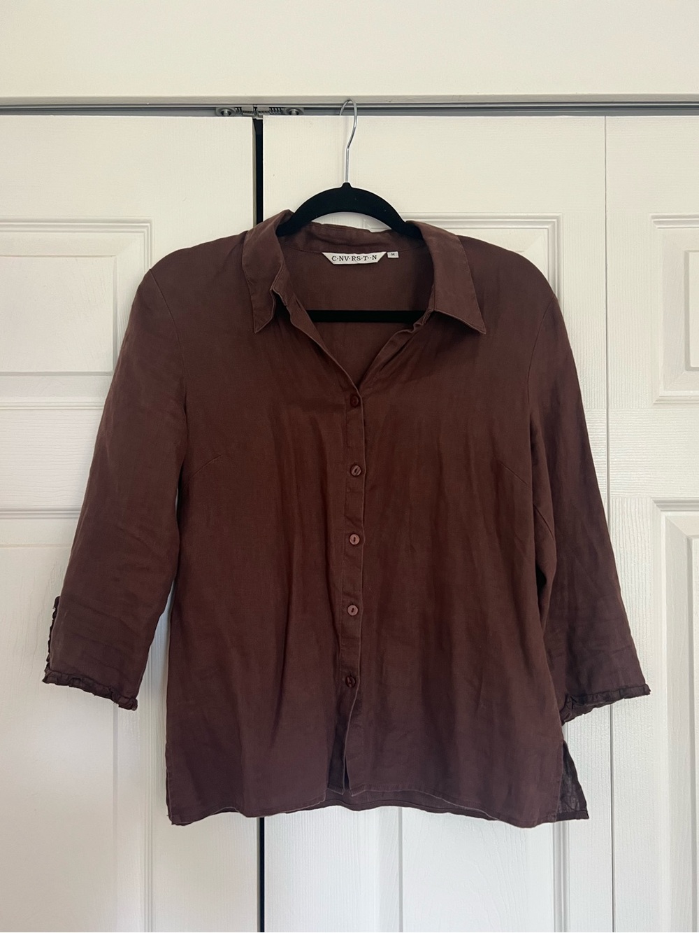 Lightweight Brown Button-Front Women's Top